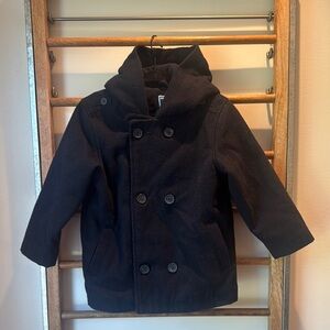 Kids Navy Double-Breasted Coat